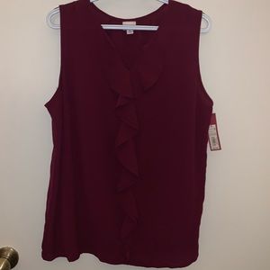 NWT Merona Cherry Tank Top with Ruffle Detailing
